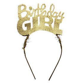Samur Altın Renk Birthday Girl Yazılı Parti Kızı Doğum Günü Tacı