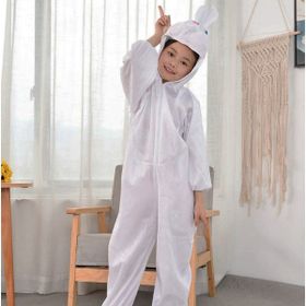 Samur Beyaz Renk 4-5 Yaş 100 cm Çocuk Tavşan Kostümü