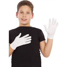 Samur Beyaz Renk Çocuk Boy Likralı Pandomim Eldiveni