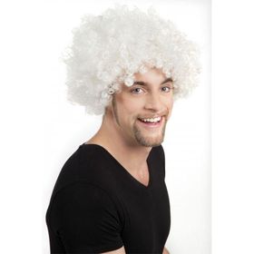 Samur Beyaz Renk Kıvırcık Afro Bonus Peruk