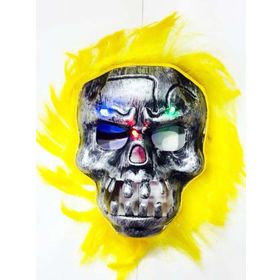 Samur Cadılar Bayramı Halloween Sarı Saçlı Işıklı Kurukafa Maske