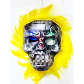 Samur Cadılar Bayramı Halloween Sarı Saçlı Işıklı Kurukafa Maske