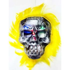 Samur Cadılar Bayramı Halloween Sarı Saçlı Işıklı Kurukafa Maske