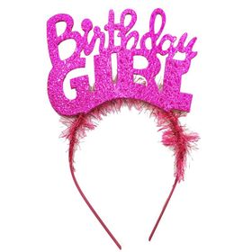 Samur Fuşya Renk Birthday Girl Yazılı Parti Kızı Doğum Günü Tacı