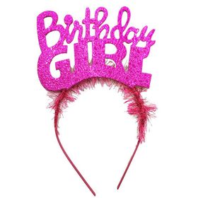 Samur Fuşya Renk Birthday Girl Yazılı Parti Kızı Doğum Günü Tacı