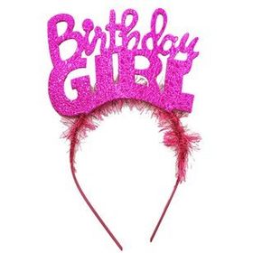 Samur Fuşya Renk Birthday Girl Yazılı Parti Kızı Doğum Günü Tacı