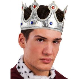 Samur Gümüş Renk Kumaş Malzeme Yetişkin Boy Kral Tacı