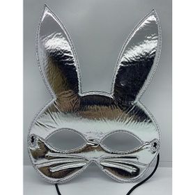 Samur Gümüş Renk Kumaş Malzemeden İmal 25x17 cm Tavşan Maskesi