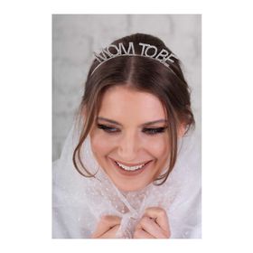 Samur Gümüş Renk Metal Taşlı Mom To Be Taç Baby Shower Anne Tacı