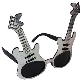 Samur Gümüş Renk Rockn Roll Gitar Şekilli 15x15 cm Parti Gözlüğü