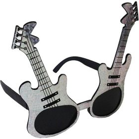 Samur Gümüş Renk Rockn Roll Gitar Şekilli 15x15 cm Parti Gözlüğü