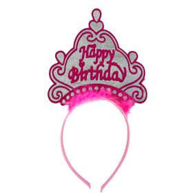 Samur Happy Birthday Yazılı Neon Pembe Renk Doğum Günü Tacı