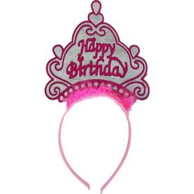 Samur Happy Birthday Yazılı Neon Pembe Renk Doğum Günü Tacı