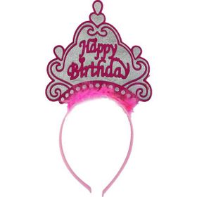 Samur Happy Birthday Yazılı Neon Pembe Renk Doğum Günü Tacı