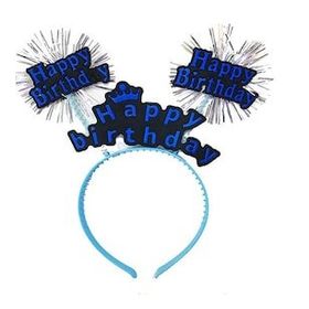 Samur Happy Birthday Yazılı Püsküllü Neon Mavi Renk Doğum Günü Tacı