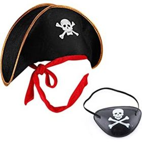 Samur Kaptan Jack Çocuk Korsan Şapkası ve Göz Bandı Seti