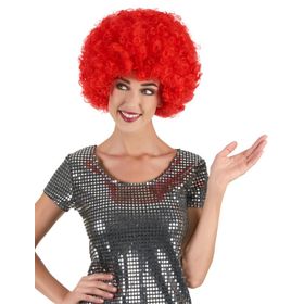Samur Kırmızı Renk Kıvırcık Afro Bonus Peruk