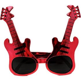 Samur Kırmızı Renk Rockn Roll Gitar Şekilli 15x15 cm Parti Gözlüğü