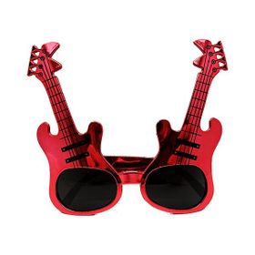 Samur Kırmızı Renk Rockn Roll Gitar Şekilli 15x15 cm Parti Gözlüğü