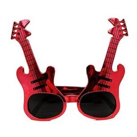 Samur Kırmızı Renk Rockn Roll Gitar Şekilli 15x15 cm Parti Gözlüğü