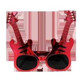 Samur Kırmızı Renk Rockn Roll Gitar Şekilli 15x15 cm Parti Gözlüğü