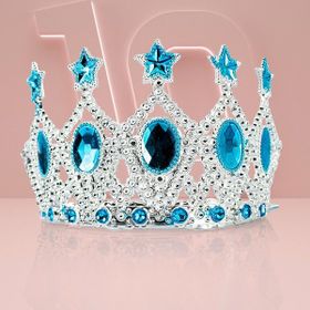 Samur Kraliçe Mavi Yıldız 15x7 cm İşlemeli Çocuk Prenses Tacı
