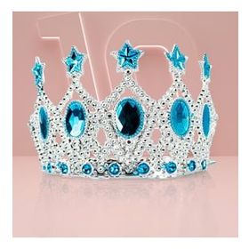 Samur Kraliçe Mavi Yıldız 15x7 cm İşlemeli Çocuk Prenses Tacı
