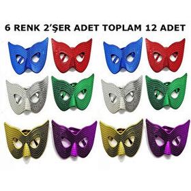 Samur Maskeli Balo Partisi Görünümlü Retro 6 Renk 12 Adet Parti Gözlüğü
