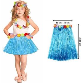 Samur Mavi Renk 40 cm Hawaii Hula Eteği