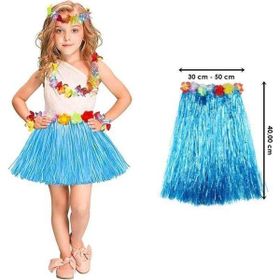 Samur Mavi Renk 40 cm Hawaii Hula Eteği