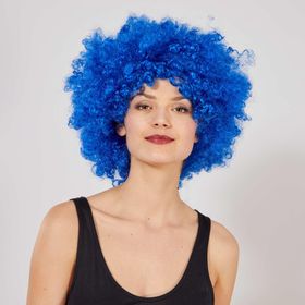 Samur Mavi Renk Kıvırcık Afro Bonus Peruk