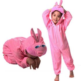 Samur Pembe Renk 4-5 Yaş 100 cm Çocuk Tavşan Kostümü