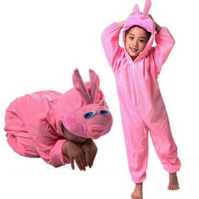 Samur Pembe Renk 4-5 Yaş 100 cm Çocuk Tavşan Kostümü