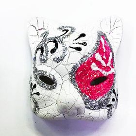 Samur Pembe Renk İşlemeli Seramik Venedik Kedi Model Magnet