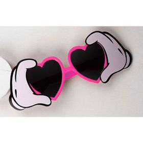 Samur Pembe Renk Kalp Şekilli El Figürlü 21x8 cm Parti Gözlüğü
