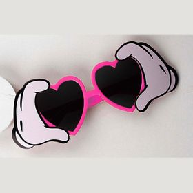 Samur Pembe Renk Kalp Şekilli El Figürlü 21x8 cm Parti Gözlüğü