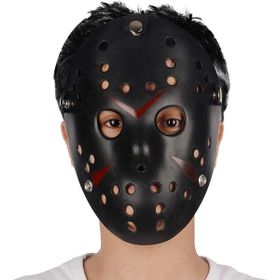 Samur Siyah Renk Kırmızı Çizgili Tam Yüz Hokey Jason Maskesi Hannibal Maskesi