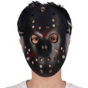 Samur Siyah Renk Kırmızı Çizgili Tam Yüz Hokey Jason Maskesi Hannibal Maskesi