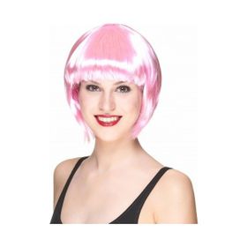 Samur Soft Pembe Renk Küt Saç Parti Peruğu