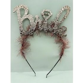Samur Team Bride Yazılı Alyanslı Rose Renk Metal Bekarlığa Veda Parti Tacı