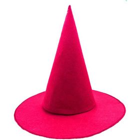 Samur Yetişkin Çocuk Uyumlu 35x38 cm Pembe Fuşya Renk Keçe Cadı Şapkası
