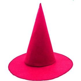 Samur Yetişkin Çocuk Uyumlu 35x38 cm Pembe Fuşya Renk Keçe Cadı Şapkası