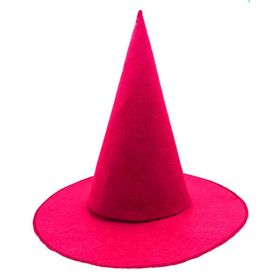 Samur Yetişkin Çocuk Uyumlu 35x38 cm Pembe Fuşya Renk Keçe Cadı Şapkası