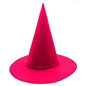 Samur Yetişkin Çocuk Uyumlu 35x38 cm Pembe Fuşya Renk Keçe Cadı Şapkası