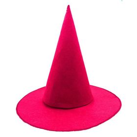 Samur Yetişkin Çocuk Uyumlu 35x38 cm Pembe Fuşya Renk Keçe Cadı Şapkası