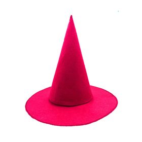 Samur Yetişkin Çocuk Uyumlu 35x38 cm Pembe Fuşya Renk Keçe Cadı Şapkası