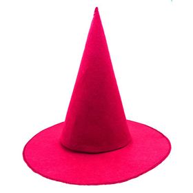 Samur Yetişkin Çocuk Uyumlu 35x38 cm Pembe Fuşya Renk Keçe Cadı Şapkası