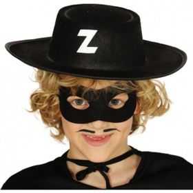 Samur Z Logolu Zorro Şapkası ve Zorro Maskesi Çocuk Boy