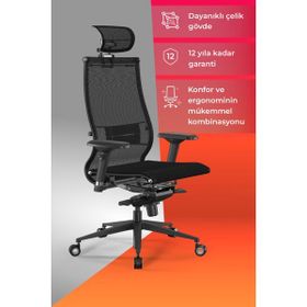 Samurai L2-9D Fileli Siyah Ofis Sandalyesi