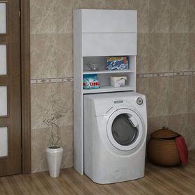 Sanal Mobilya Terni Beyaz Çamaşır Makinesi Dolabı Takımı